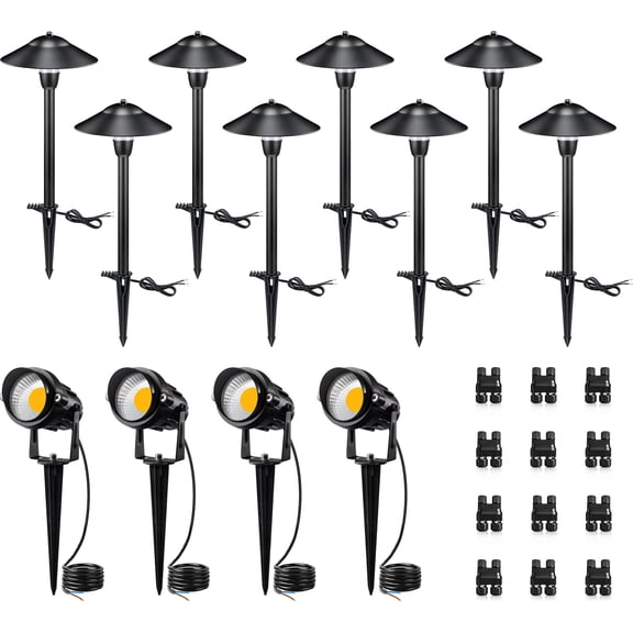 SUNVIE LED Landscape Lighting Low Voltage Pathway Lights 12V Aluminum Light Kits with Stake Waterproof for Walkway Yard Patio Decor, 12 pack