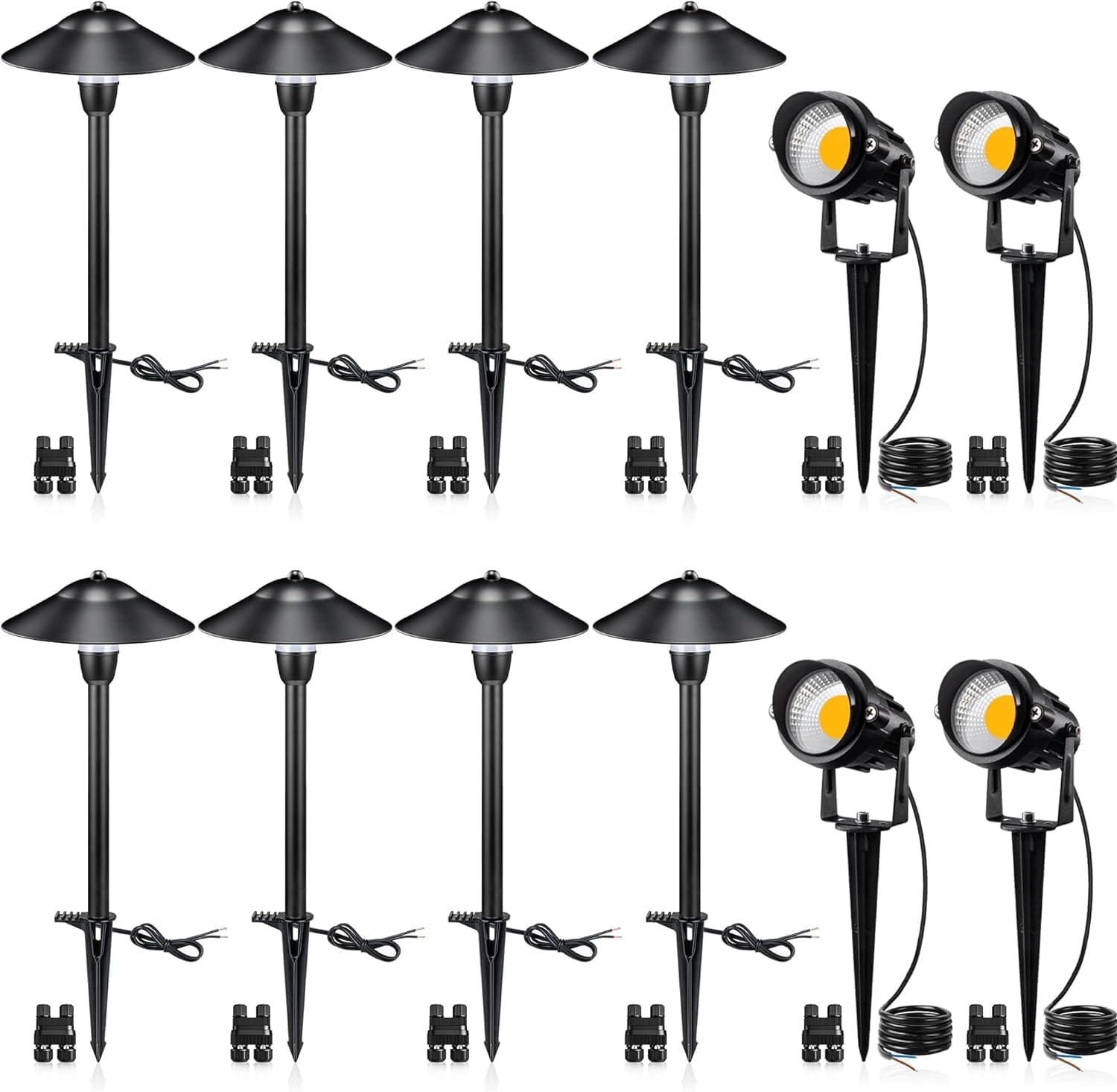 SUNVIE LED Landscape Lighting Low Voltage Pathway Lights 12V Aluminum Light Kits with Stake Waterproof for Walkway Yard Patio Decor, 12 pack
