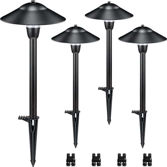 SUNVIE Low Voltage Pathway Light LED Landscape Lighting 3W 12-24V 3000K for Yard Walkway, 4 Pack