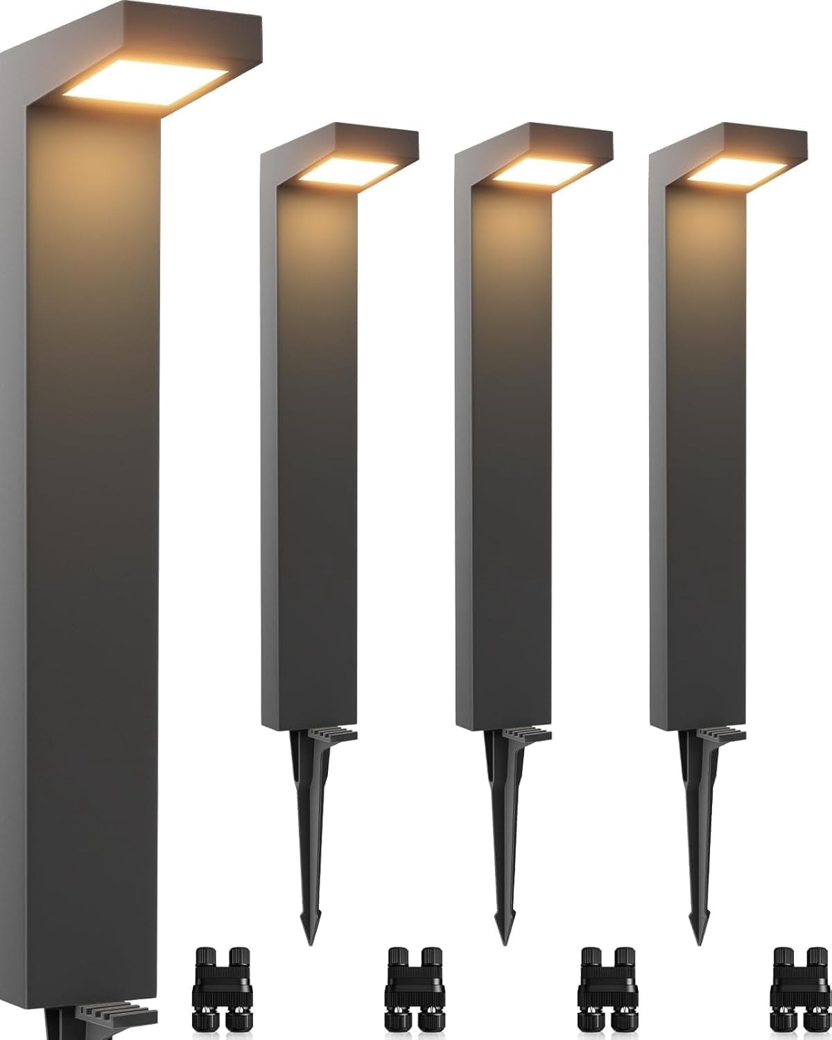 SUNVIE Low Voltage Pathway Lights Wired 5W LED Outdoor Landscape Lighting for Garden Walkway, 4 Pack