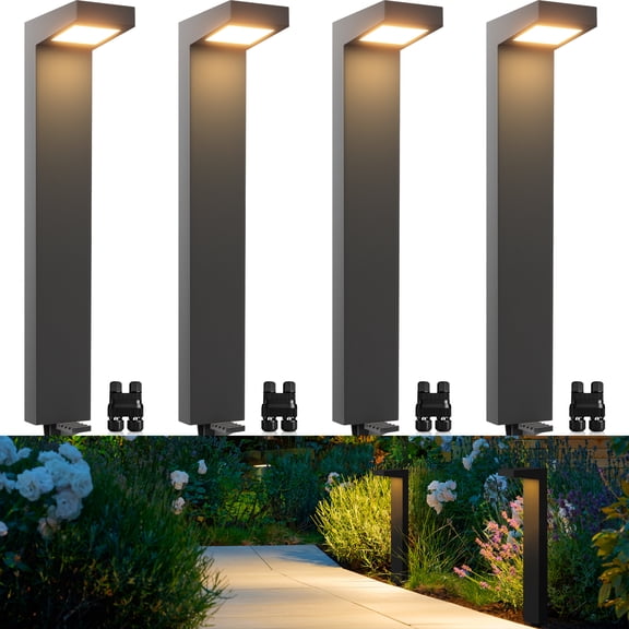 SUNVIE Low Voltage Pathway Lights Wired 5W LED Outdoor Landscape Lighting for Garden Walkway, 4 Pack