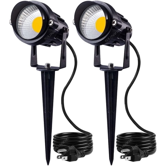 SUNVIE Outdoor Spotlight LED Landscape Lighting 12W with Spiked Stand for Lawn Decorative