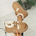 thumbnail image 1 of SUNVIT Warm Fleece Lined Womens Flock Platform Shoes with Buckle Detail - Cold Weather Casual Footwear, Brown, Size 42, 1 of 9