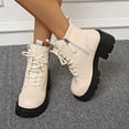 thumbnail image 1 of SUNVIT Womens Beige Chunky Platform Combat Boots - PU Material, Lace-Up with Buckle, Size 36, Comfortable & Easy-Care for Daily Casual/Edgy Outfits, 1 of 9