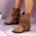 thumbnail image 1 of SUNVIT Womens Brown Boho Western Fringe Boots - Size 39 (US 8), Pointed Toe, Comfortable Wear-Resistant PU, 1 of 4