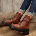thumbnail image 1 of SUNVIT Womens Brown PU Combat Boots - 43 EU (US 11) Platform Style, Lace-Up with Ankle Buckle, Side Zipper, Treaded Sole for All-Day Comfort & Casual/Street Looks, 1 of 9
