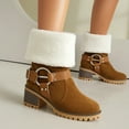 thumbnail image 1 of SUNVIT Womens Brown Warm Winter Boots - Size 42, Faux Shearling Cuff, Block Heel, Suede-Like PU, Pull-On & Slip-Resistant for Fall/Winter Casual Wear, 1 of 8