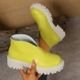 thumbnail image 1 of SUNVIT Womens Yellow Chunky Platform Ankle Boots - Size 36, PU Faux Leather Upper with Side Zipper, Comfortable Synthetic Sole, Trendy for Fall/Spring Casual Daily Wear, 1 of 9