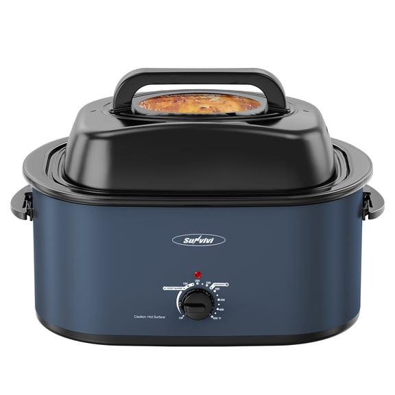 SUNVIVI 30QT Roast Chicken Oven, 150-450℉ Adjustable Large Capacity Electric Roaster Oven, Cold Rolled Steel Electric Cooker for Turkey Meats Home Kitchen Cooking Dark Blue