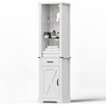 thumbnail image 1 of Sunvivi Tall Storage Cabinet With LED Light, Adjustable Shelves, and Barn Door - White, 1 of 8