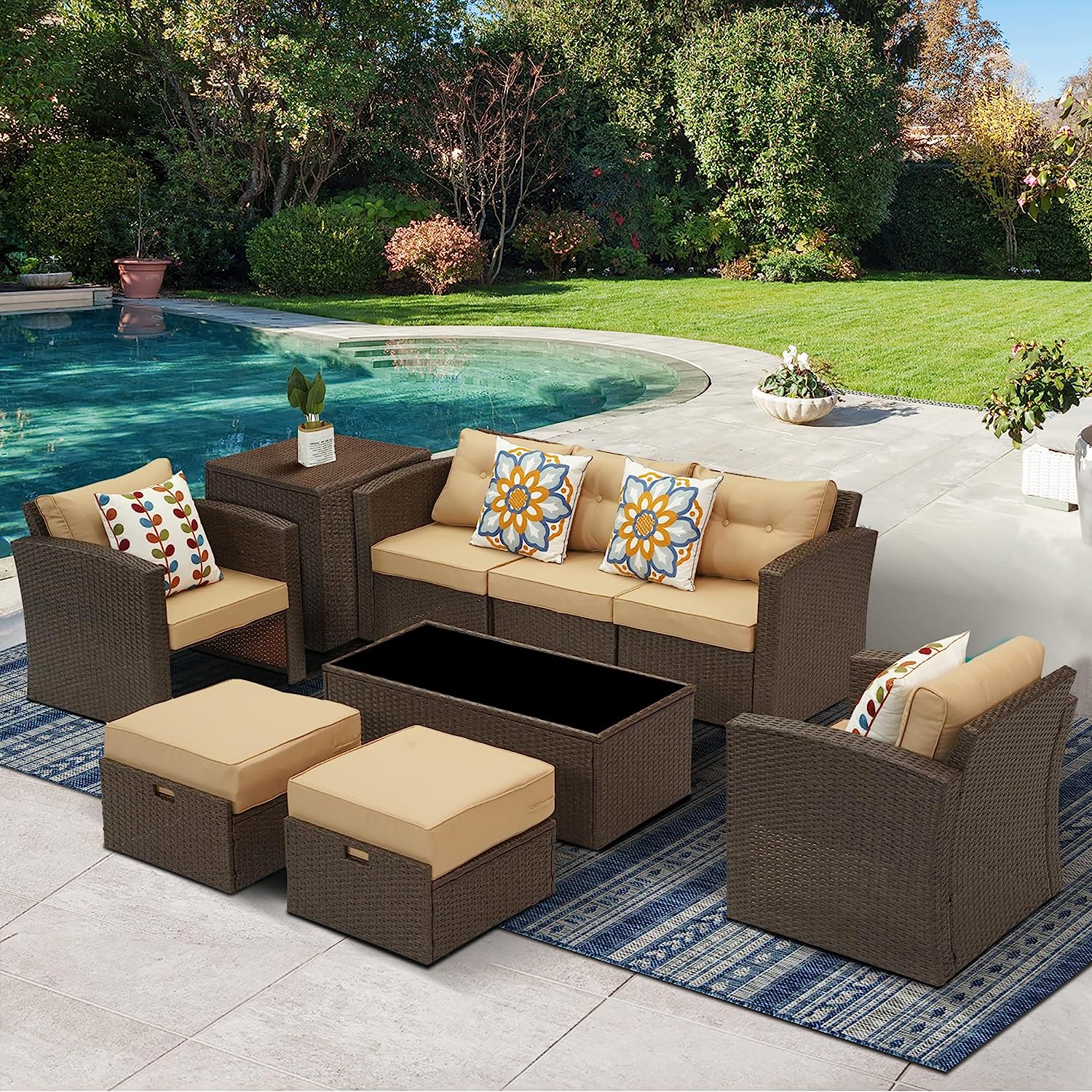 SUNVIVI OUTDOOR 9 Pieces Patio Furniture Sets All Weather Outdoor