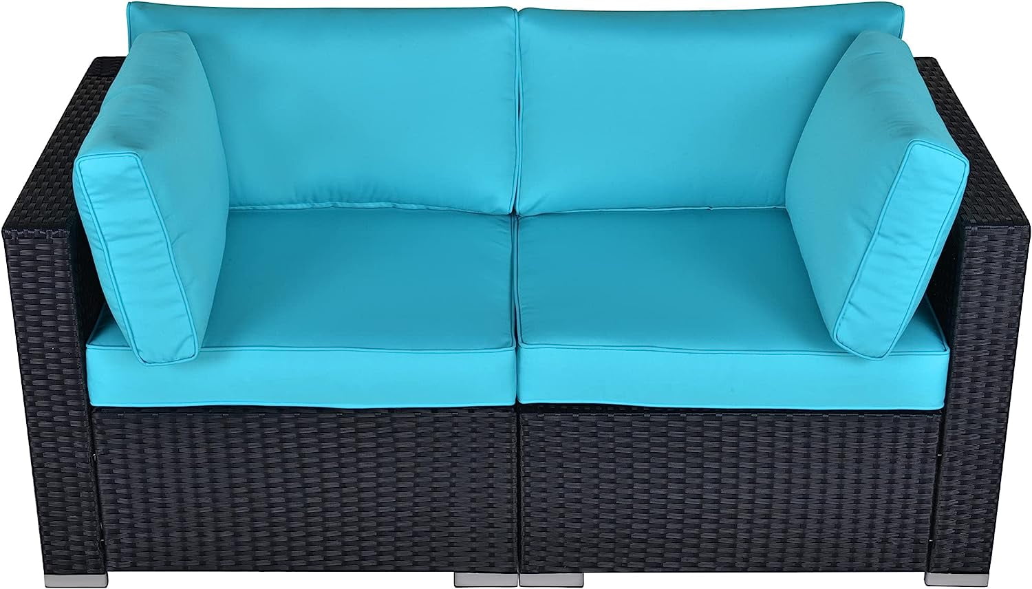 SUNVIVI OUTDOOR Patio Loveseat, 2 Piece Wicker Outdoor Sectional Couch