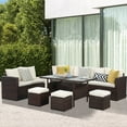 thumbnail image 1 of SUNVIVI Outdoor Conversation Set All Weather Wicker Sectional Sofa Set Dining Table Chair and Ottoman,Steel Frame, 1 of 9