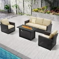thumbnail image 1 of SUNVIVI Outdoor Patio Furniture Set, All-Weather Rattan Wicker Sectional Sofa Set with Glass Table, Outdoor Conversation Set for Balcony Backyard Porch, 1 of 9