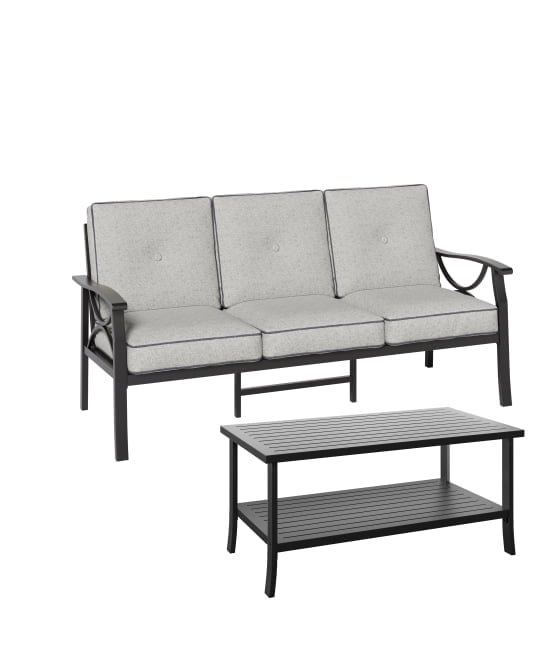 SUNVIVI Outdoor Patio Furniture Set, Patio Conversation Set with Coffee Table Side Table and Ottomans, Metal Furniture Set for Porch Backyard Garden