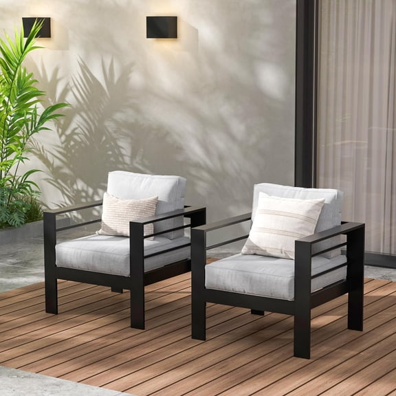 SUNVIVI Patio Furniture Aluminum Loveseat, All-Weather Outdoor Sofa Couch, Metal Chair with Cushions