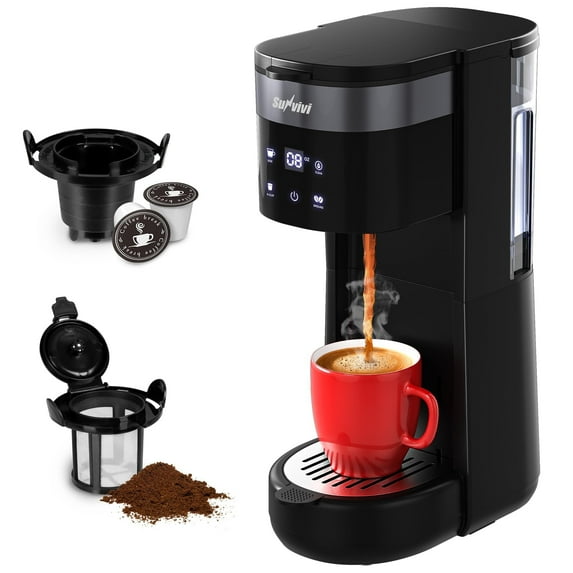 Sunvivi Single Serve Coffee Maker, K Cup Coffee Maker for Pods & Ground Coffee, 30oz Reservoir