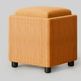 thumbnail image 1 of SUNVIVI Storage Ottoman with Solid Wood Tray, Versatile Footrest Stool with Removable Legs, Modern Square Padded Seat for Living Room, Bedroom, Home Office, Orange, 1 of 6