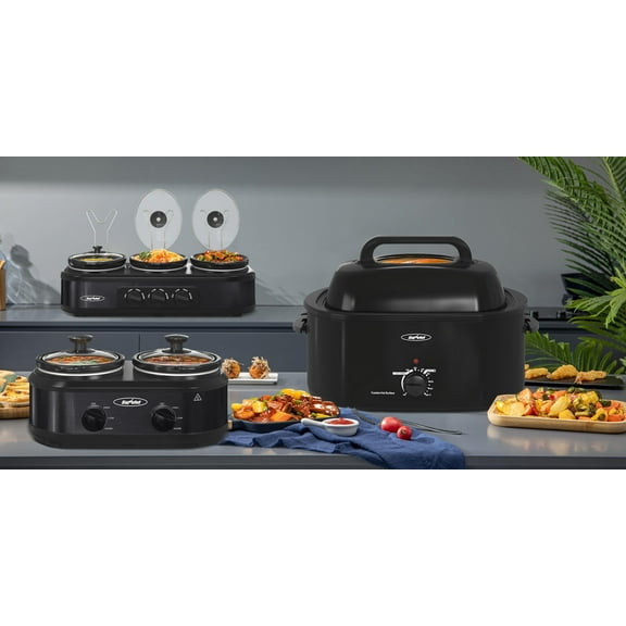 SUNVIVI slow pot roast chicken oven combination, large capacity suitable for family gatherings ,Stainless Steel,Black