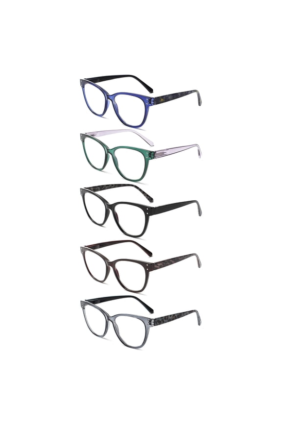 5 Pack Blue Light Blocking Reading Glasses for Women and Men Spring Hinges