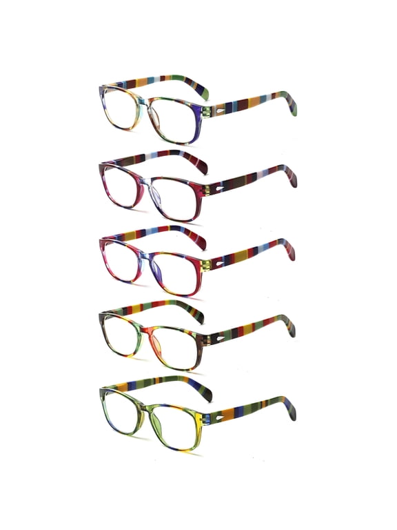 5 Pack Reading Glasses for Women Blue Light Blocking Fashion Stripe Print Eyeglasses
