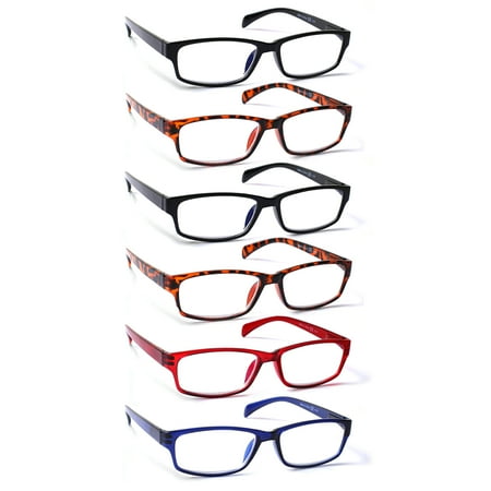 SUNVOES 6 Pack BLue Light Blocking Reading Glasses with Spring Hinge for Women and Men