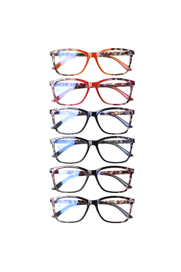 6 Pack Reading Glasses for Women Blue Light Blocking Leopard Stripe Print Reader