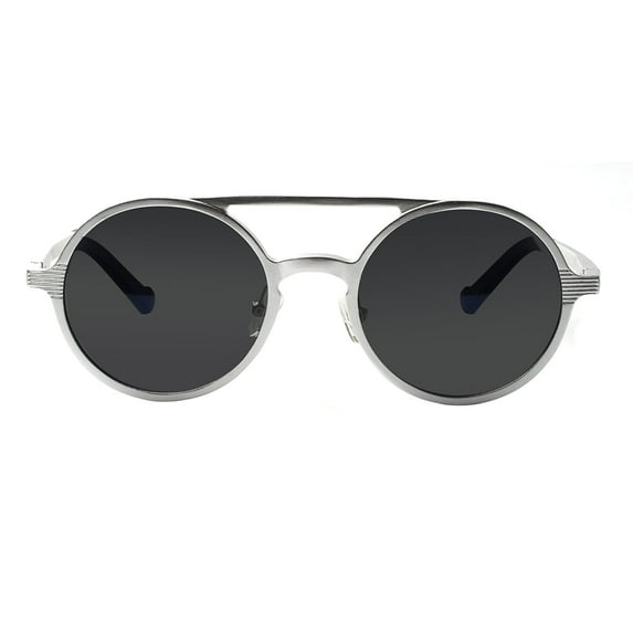 SUNVOES Men Round Black Sunglasses with Case UV400 Protection Lenses