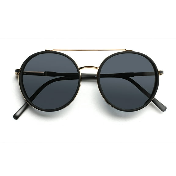 SUNVOES Polarized Sunglasses for Men Women Spring Hinge Round Golden Sun Glasses