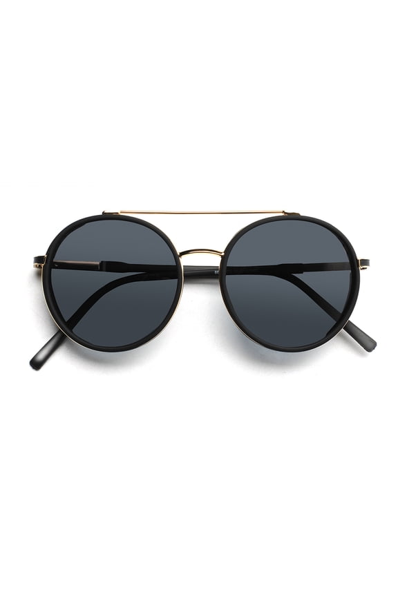 Polarized Sunglasses for Men Women Spring Hinge Round Golden Sun Glasses