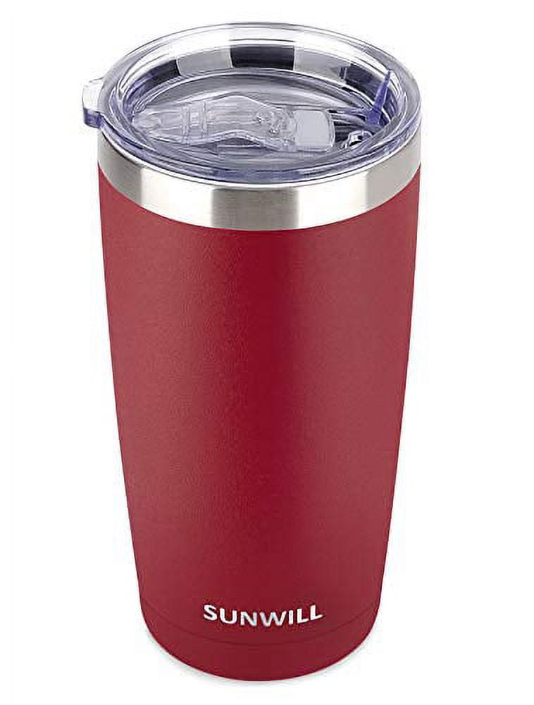 SUNWILL 20oz Tumbler with Lid, Stainless Steel Vacuum Insulated Double Wall  Travel Tumbler, Durable Insulated Coffee Mug, Powder Coated Wine Red,  Thermal Cup with Splash Proof Sliding Lid 