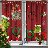 SUNWISHA 2 Piece Set Christmas Curtain Valances for Kitchen 26 X 36 Inch (Style 1)