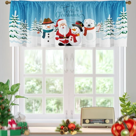 SUNWISHA Christmas Curtain Valances for Windows Kitchen Decor 52x18 Inch