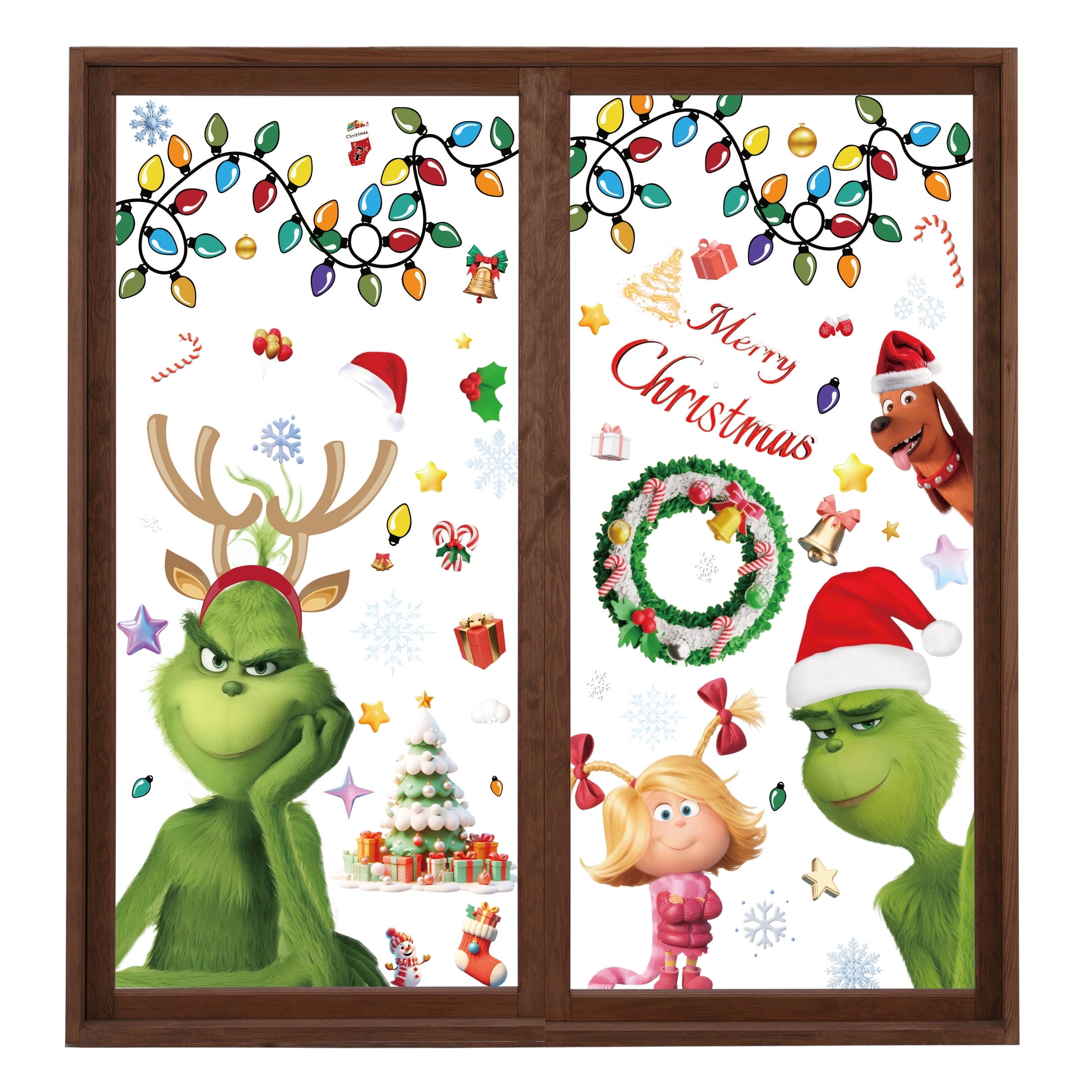 SUNWISHA Christmas Window Clings Stickers Decals Glass Decor 10 Pcs 11 X 8 Inch
