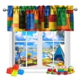 thumbnail image 1 of SUNWISHA Curtains Valances for Windows Kitchen Decor 52x18 Inch（Building Block Style 3）, 1 of 6