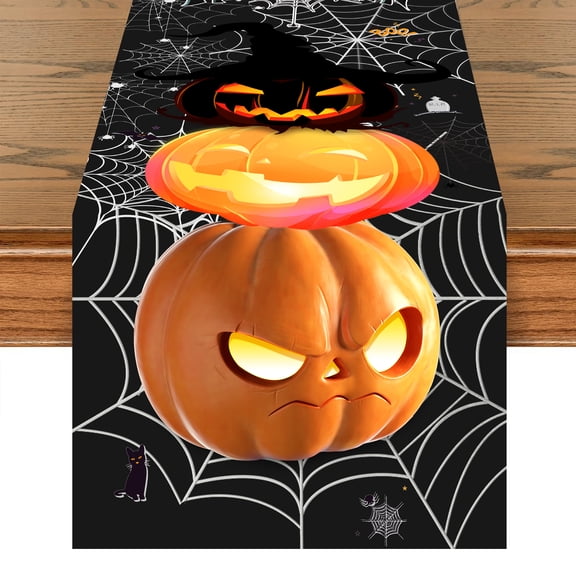 SUNWISHA Halloween Table Runner Fall Kitchen Decor 13 x72 Inch(Black)