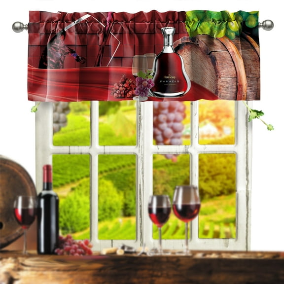 SUNWISHA Valance for Red Wine And Grapes Pattern 52x20 Inch （Style B）