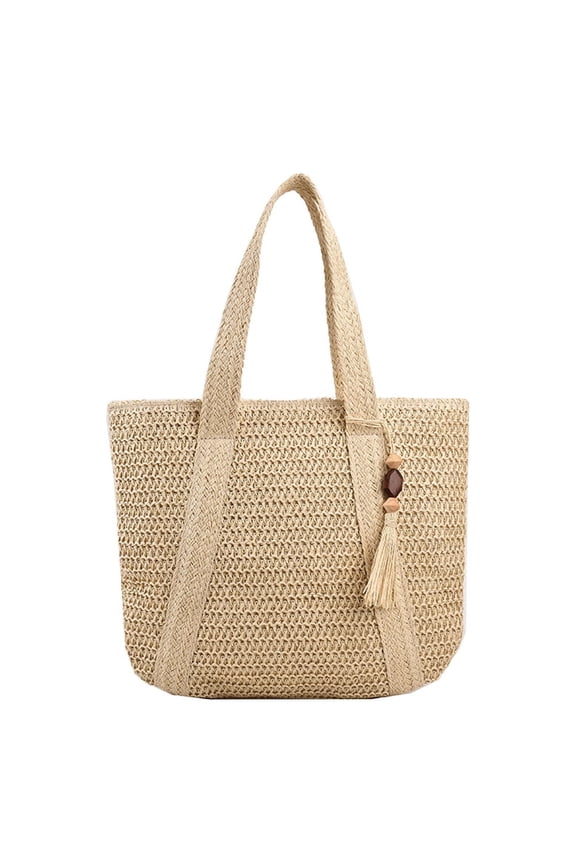 Large Straw Beach Bag for women, Straw Tote Bag with Tassels, Woven Summer Handbag Shoulder Bag for Outdoor Vacation