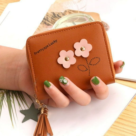 SUNYCUTER Leather Change Purse For Women, Fringe Zipper Cute Small Wallet, Coin Purse For Women,Credit Card Holder, Mini Purse