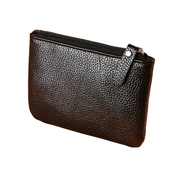 SUNYCUTER Leather Coin Purse Pouch Change Purse With Zipper For Men Women