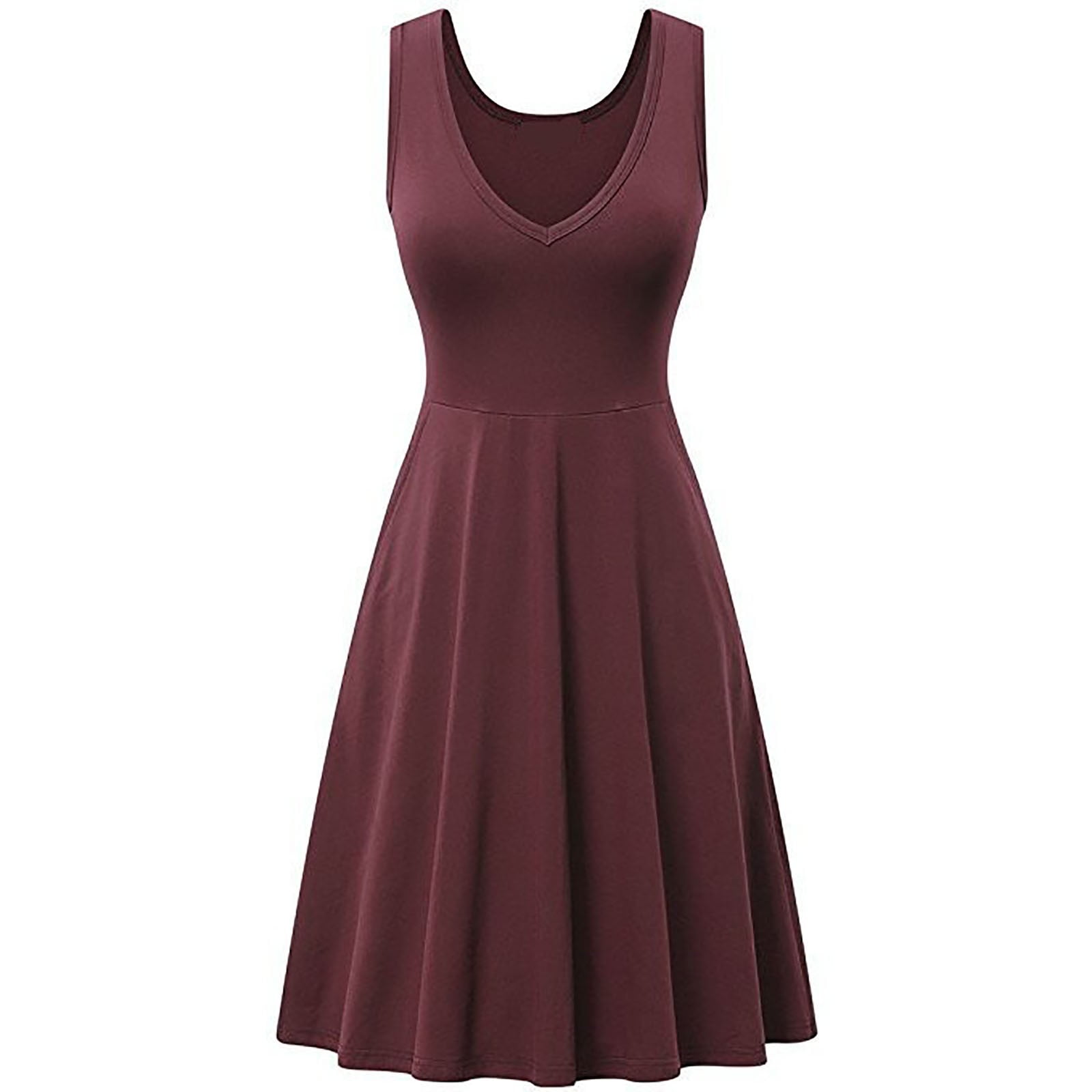 JollieLovin Women's Plus Size Summer Sundress – Sleeveless V-Neck Swing Dress, Loose Fit Casual Beach Dress