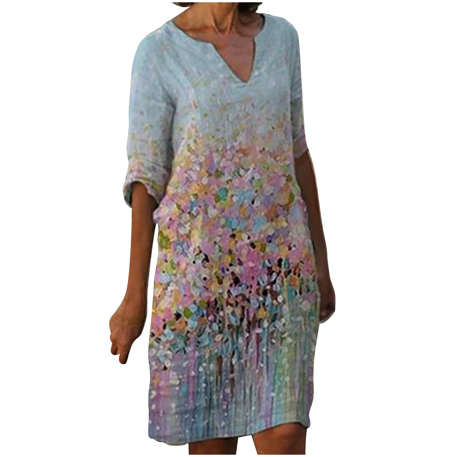 SUNYUAN Womens Plus Size Dresses Clearance Womens 3/4 Sleeves Dresses