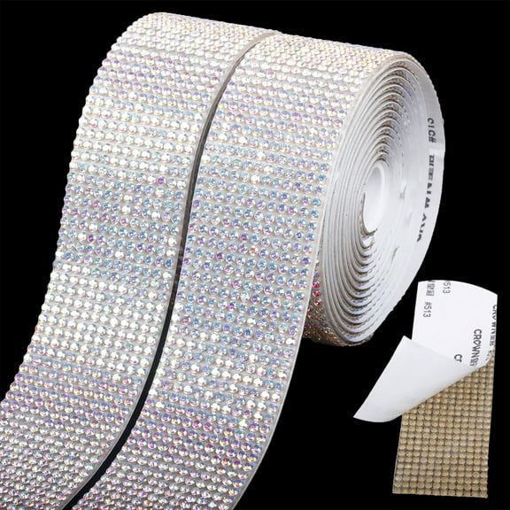 SUNYUN Well 2 Rolls 4 Yards Sparkle Shiny Crystal Diamond Self-Adhesive Bling Rhinestone Ribbon for Arts Wedding Crafts DIY Party Decor