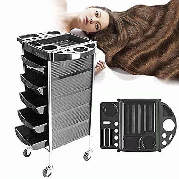 SUNZEO Beauty Salon Rolling Trolley Cart Hairdressing Trolley with 5 Drawers