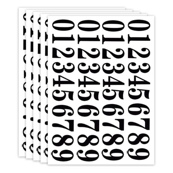 5 Sheets Small Black Adhesive Stickers 200 Pcs Number Stickers Decals,2 Inches