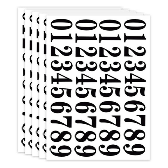 5 Sheets Small Black Adhesive Stickers 200 Pcs Number Stickers Decals,2 Inches