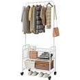 thumbnail image 1 of Laundry Basket with Wheels Rolling Laundry Hamper Laundry Sorter Cart Shelf Hanging Rack,White, 1 of 12
