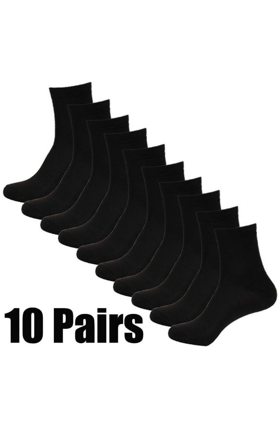 Men's Casual Polyester Simple Socks, Black (10-Pack)