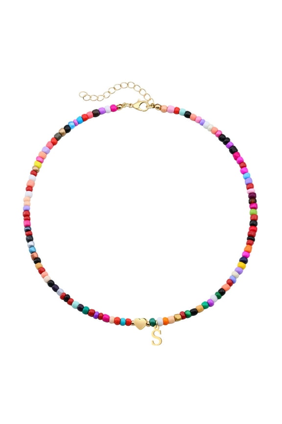 Colorful Initial Necklaces for Women Gifts Trendy Beaded Initial Necklace Dainty Letter Gifts Choker Necklace for Jewelry