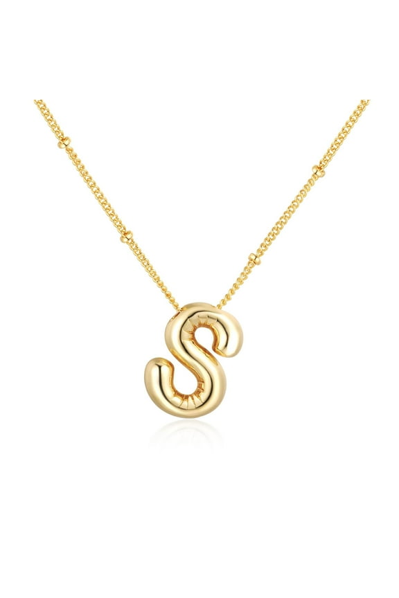 Gold Bubble Letter Necklace for Women,14k Gold Plated Balloon Initial Letter Pendant Necklace Dainty Charm Initial Necklaces for Women Trendy Necklace Gold Jewelry for Women